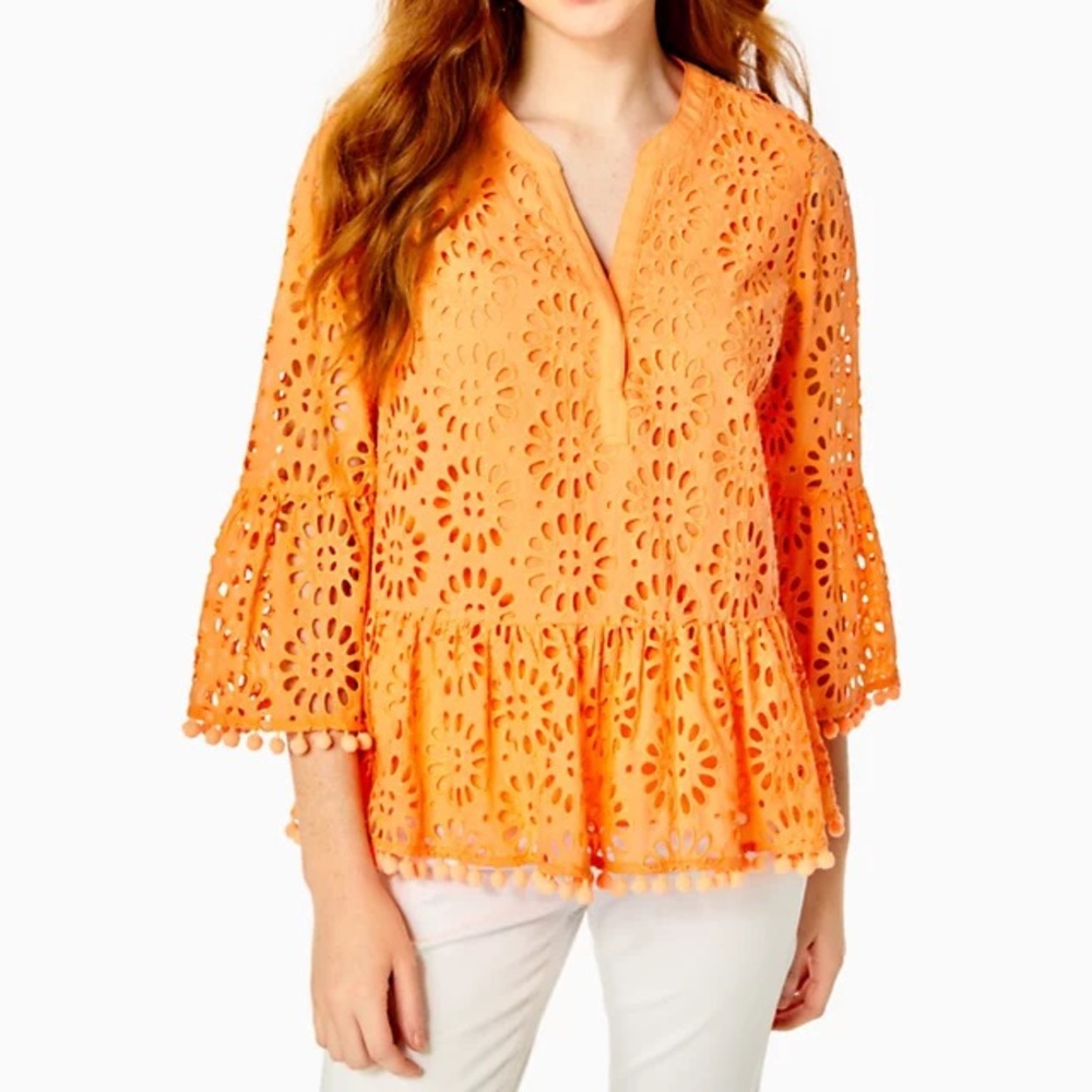 Lilly Pulitzner Bekah eyelet top in Orange